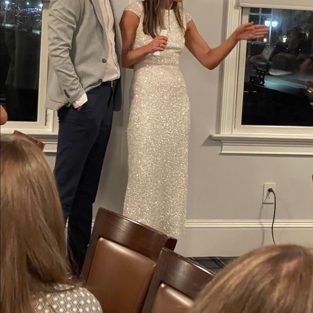 BHLDN Dresden dress - White sequin sheath. Size 4